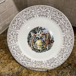 Sebring Pottery Co Dinner Plate Chantilly 24k‎ Gold 10" Colonial French Theme